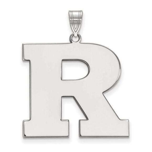 14k White Gold Rutgers XL Initial R Pendant